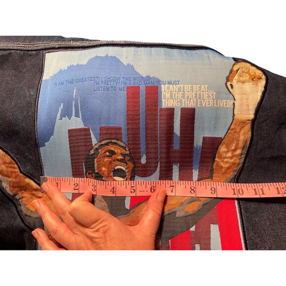 Vtg 90s Y2k Platinum Fubu Muhammad Ali Oversized Denim Jacket Sz L Hip Hop FLAWS - Picture 5 of 15